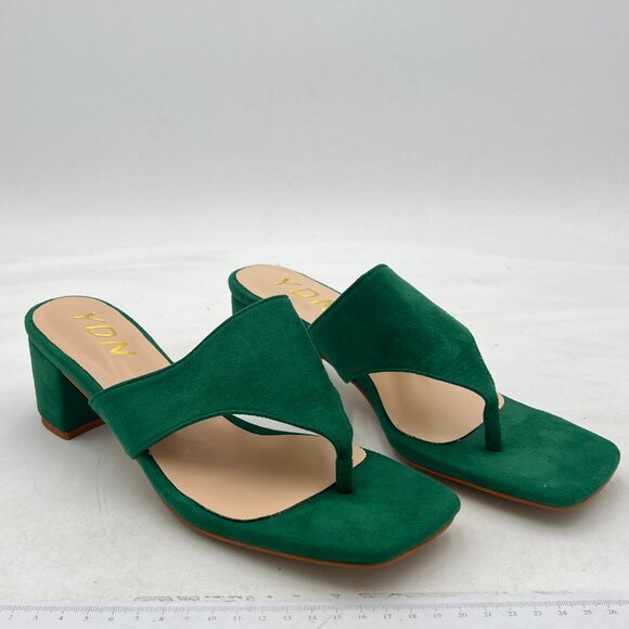 YDN Green Block Heel Sandals for Women - Picture 4 of 8